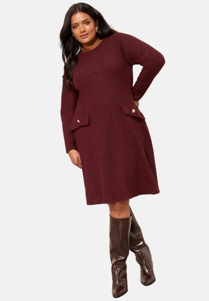 PLUS SIZE - LONG SLEEVE POCKET DETAIL COSY MINI - Pulóverruha - berry red