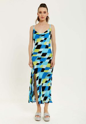PRINTED MIDI WITH COWL NEC - Day dress - blue