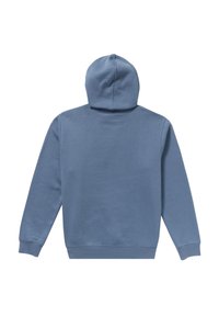 Felpa con cappuccio blu in misto cotone. Presenta maniche lunghe, una tasca a marsupio frontale e polsini a coste all'orlo e alle maniche.