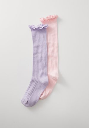 RUFFLE 2 PACK - Knæstrømper - rose/lilac