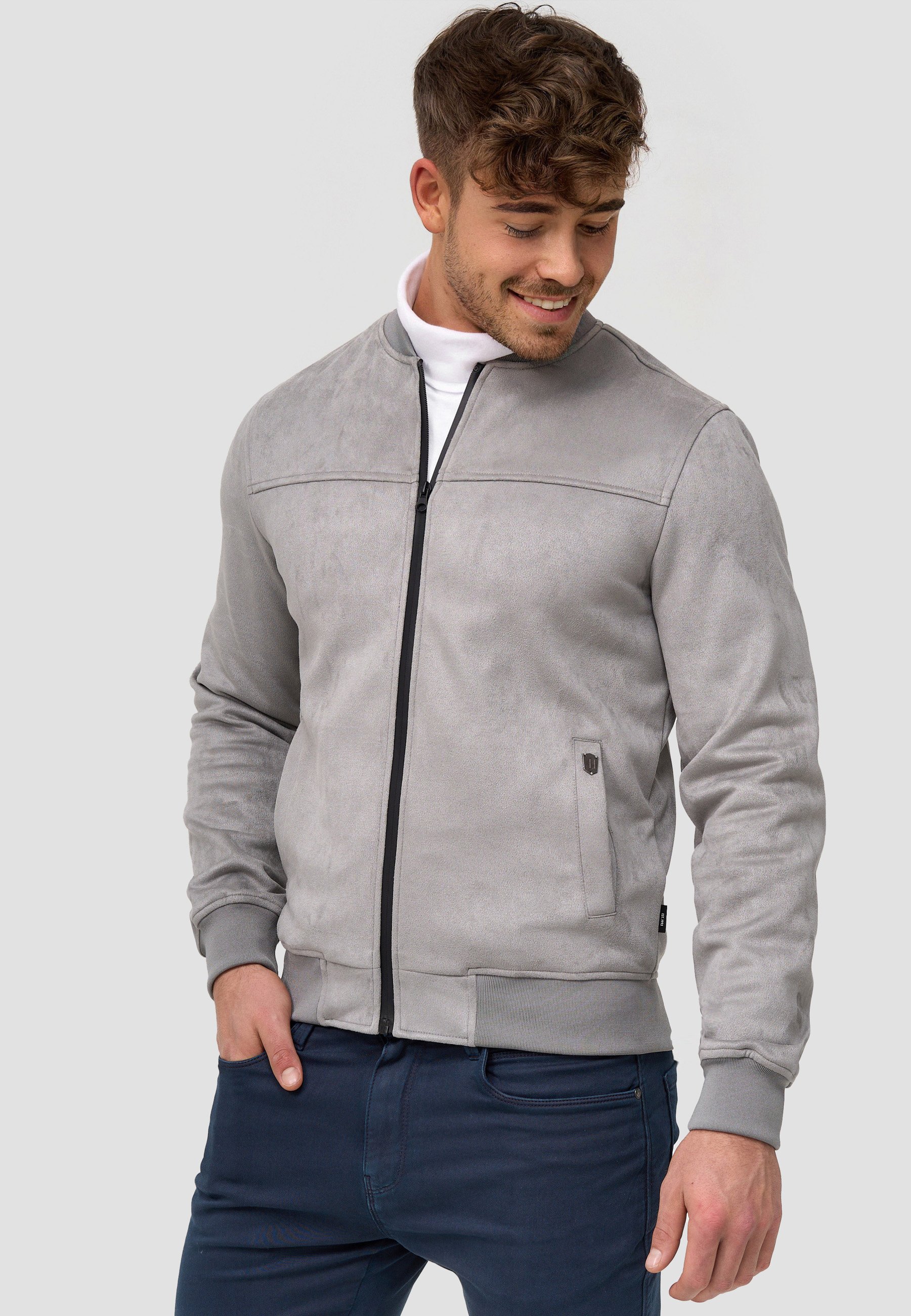 grey colour leather jacket