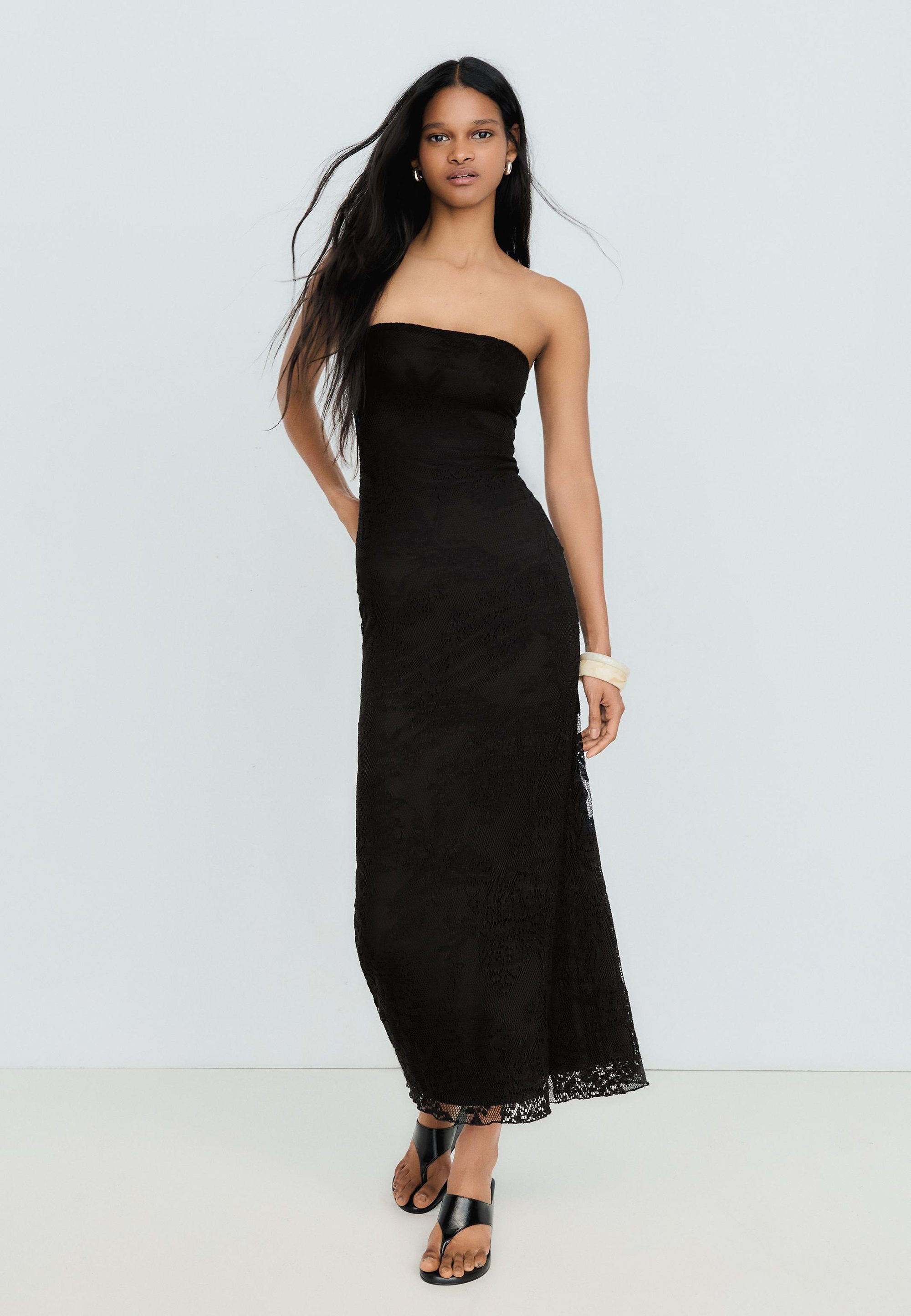 Bershka BANDEAU DRESS - Cocktail dress / Party dress - black - Zalando.ie
