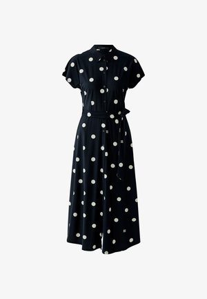 Oui, MAXIKLEID SILKY TOUCH - Shirt dress - black offwhite