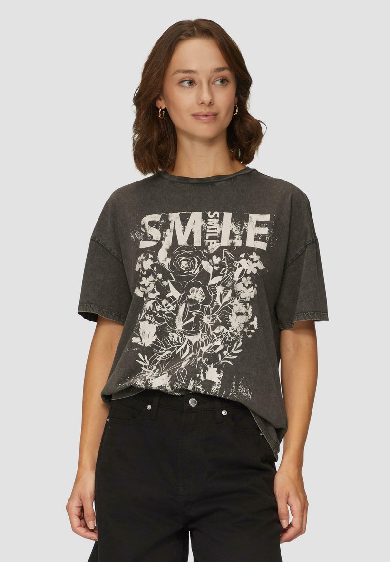 QS IM USED-LOOK - T-shirt print - anthrazit