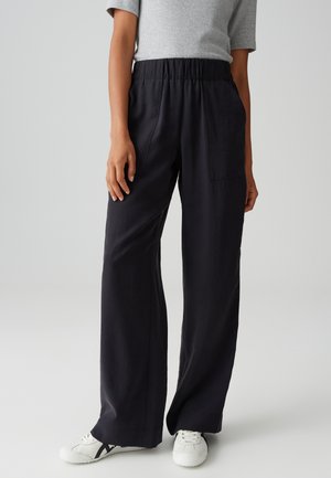 OPUS HIGH RISE LONG WIDE FIT ELASTIC WAISTBAND - Trousers - black