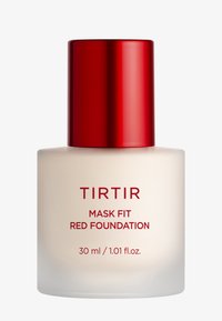 TIRTIR Mask Fit Rote Foundation in einer matten Glasflasche mit einem glänzenden roten Deckel. Etikettendetails in Rot. Inhalt: 30 ml / 1,01 fl. oz.