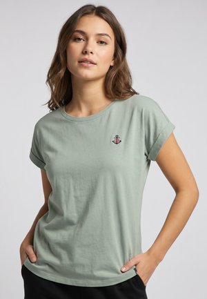 Eight 2 Nine, EIGHT 2 NINE T-SHIRT MIT KLEINER STICKEREI - Basic T-shirt - light-green
