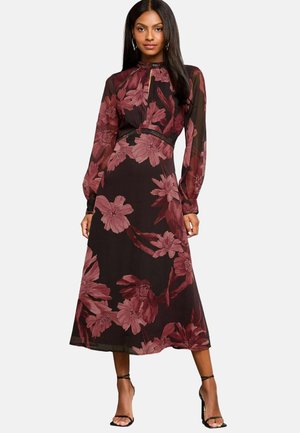 Lipsy REGULAR FIT-PRINTED LONG SLEEVE UNDERBUST MIDI - Denné šaty - purple
