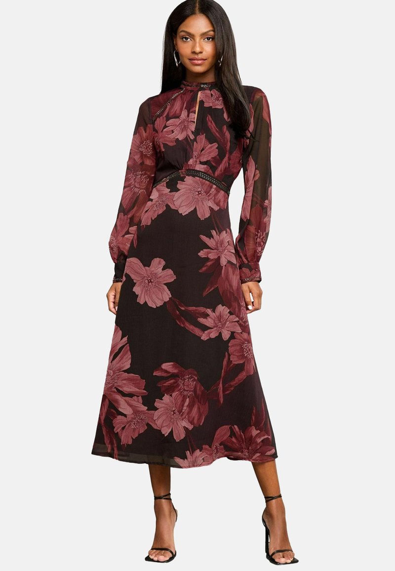 Lipsy REGULAR FIT-PRINTED LONG SLEEVE UNDERBUST MIDI - Vapaa-ajan mekko - purple