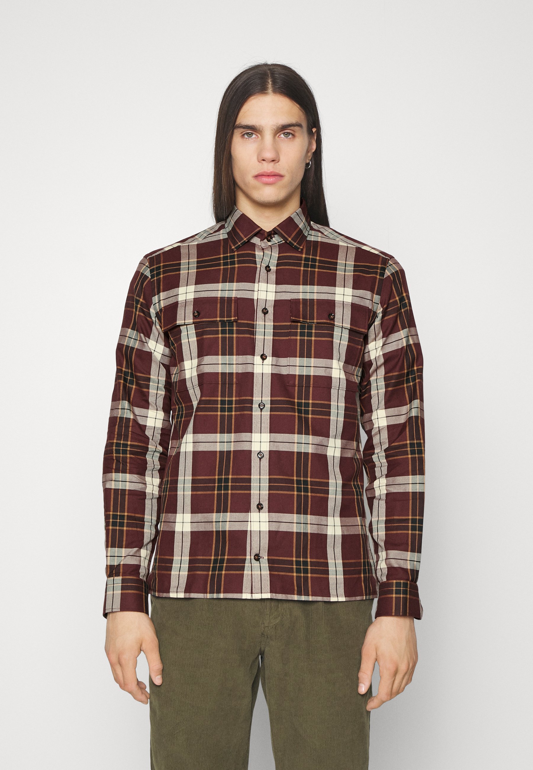 Hackett London Plaid Shirt brown/ivory, Men's, Size: XS, Brown