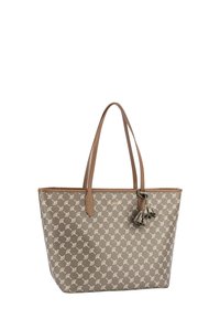 Torba na zakupy w kolorze brązowym z wzorowanym zewnętrzem w liście. Miękki materiał, podwójne uchwyty i dekoracyjny akcent w postaci chwosta.