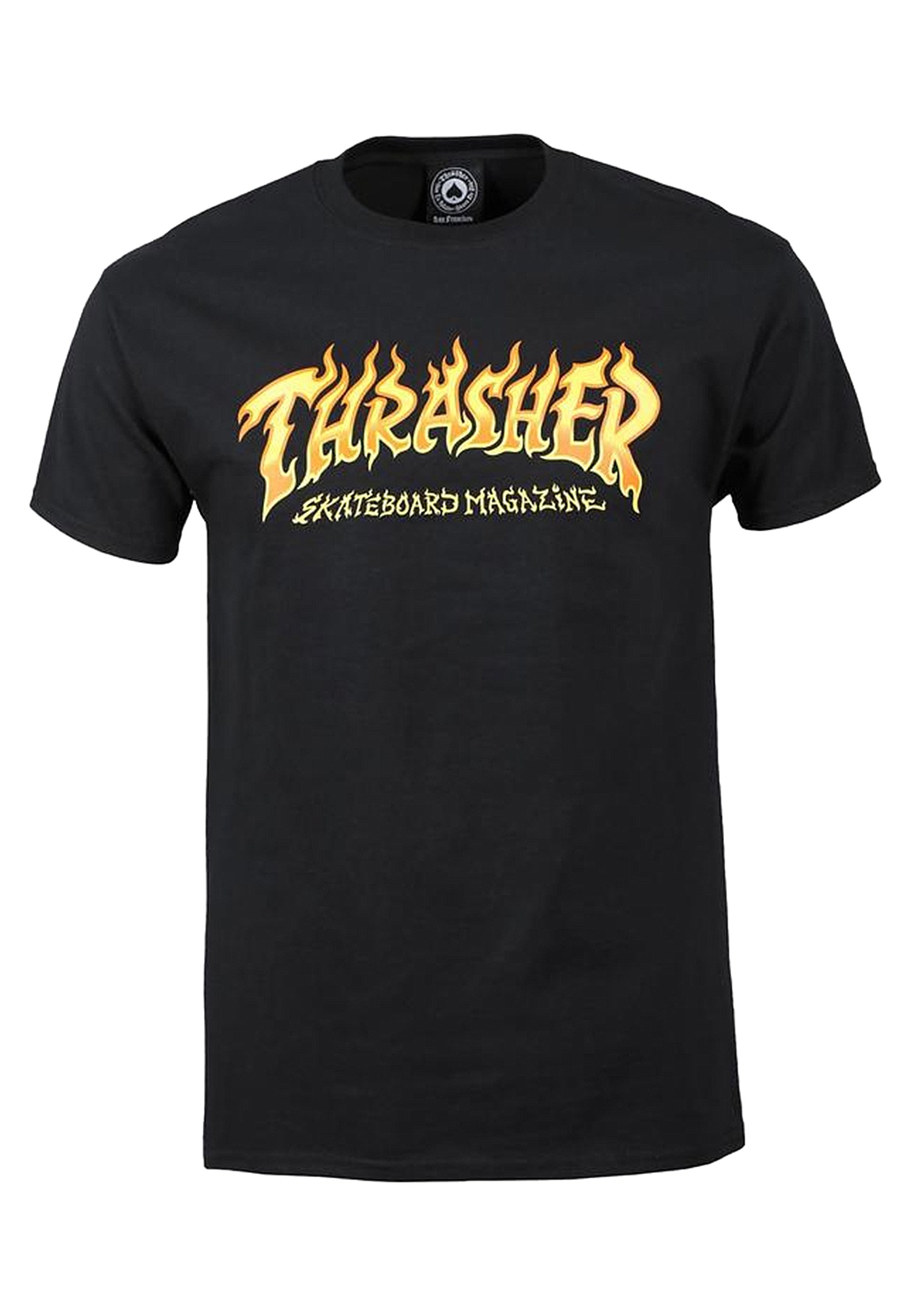 Thrasher FIRE LOGO T-Shirt print black/schwarz Zalando
