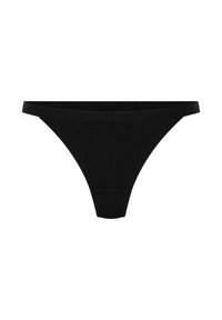 Culotte en coton noir à taille basse avec une ceinture étroite, présentée sur un fond blanc.