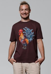 watapparel GRIMMIGER GOCKEL - T-shirt print - red brown