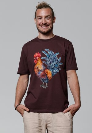 watapparel GRIMMIGER GOCKEL - T-shirt imprimé - red brown