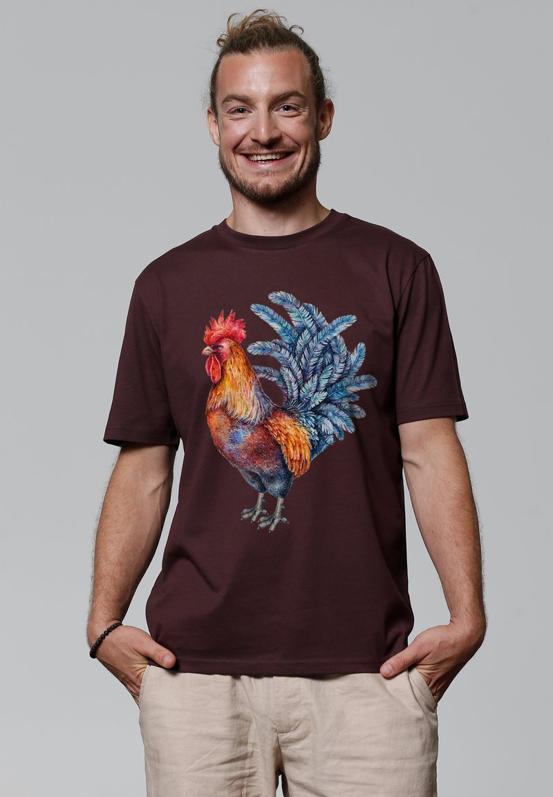 watapparel GRIMMIGER GOCKEL - T-shirt print - red brown