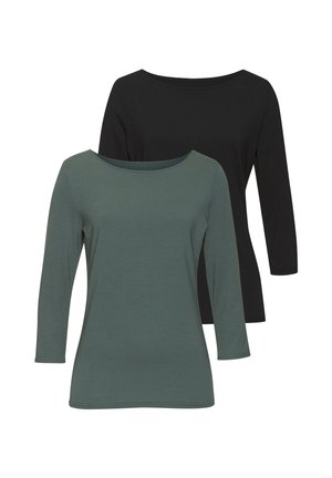 3/4-ARM 2 PACK - Langarmshirt - eukalyptus/schwarz