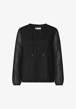 Street One, CHIFFON-BLUSE MIT SPLIT NECK UND BÄNDERN - Bluse - black