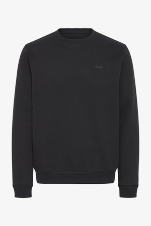 Schwarzes Sweatshirt mit Rundhalsausschnitt, gerippten Bündchen und Saum, kleines tonales "blend"-Logo auf der oberen linken Brust.