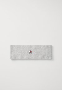 Sivi vuni headband s mekim mekim, s malim označavanjem zvijezde od tkanine u crvenoj, bijeloj i plavoj boji na prednjem središtu.