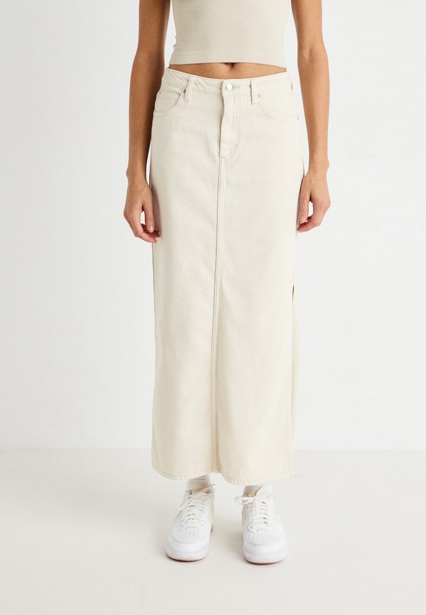SIDE SLIT MAXI SKIRT - Maxi skirt - ecru