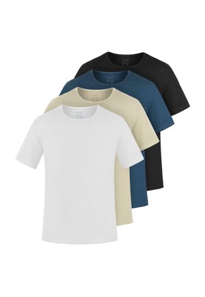4ER SET - T-Shirt basic - beige marine schwarz weiß