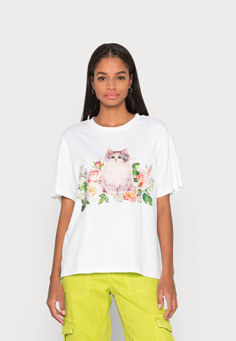 Monki T-shirt estampada - white light