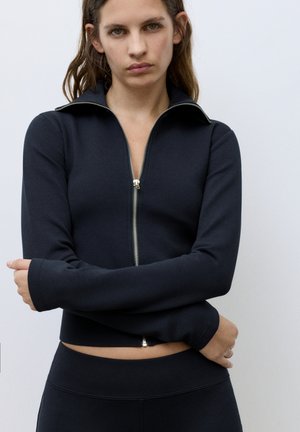 PULL&BEAR HIGH NECK WITH ZIP - Mikina so zipsom - dark blue