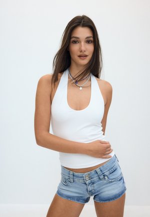 Stradivarius, BASIC HALTER TOP - Top - white