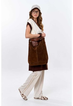 blue shadow, Shopping Bag - brown