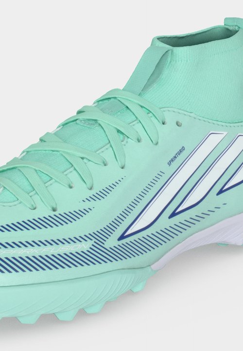 adidas F50 SPARKFUSION LEAGUE MID CUT TURF KIDS UNISEX - Botines de fútbol para césped - clear mint/footwear white/solar purple — photo 7