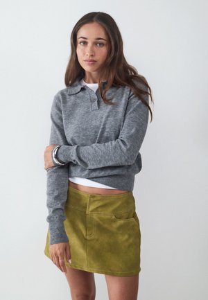 Balmohk, KNIT LONG SLEEVE POLO - Strickpullover - concrete grey