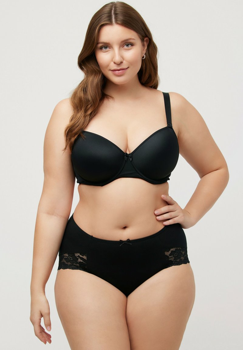 Ulla Popken Slip Midi In Confezione Da 5 – Conchiglie/tinta Unita, Taglie Forti, Comfort, Cotone, Lato 11 Cm - 2