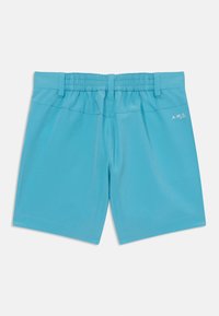 Pantalones cortos A.W.S. Activos en turquesa, con una cintura elástica, un material suave y un diseño minimalista sin patrones adicionales.