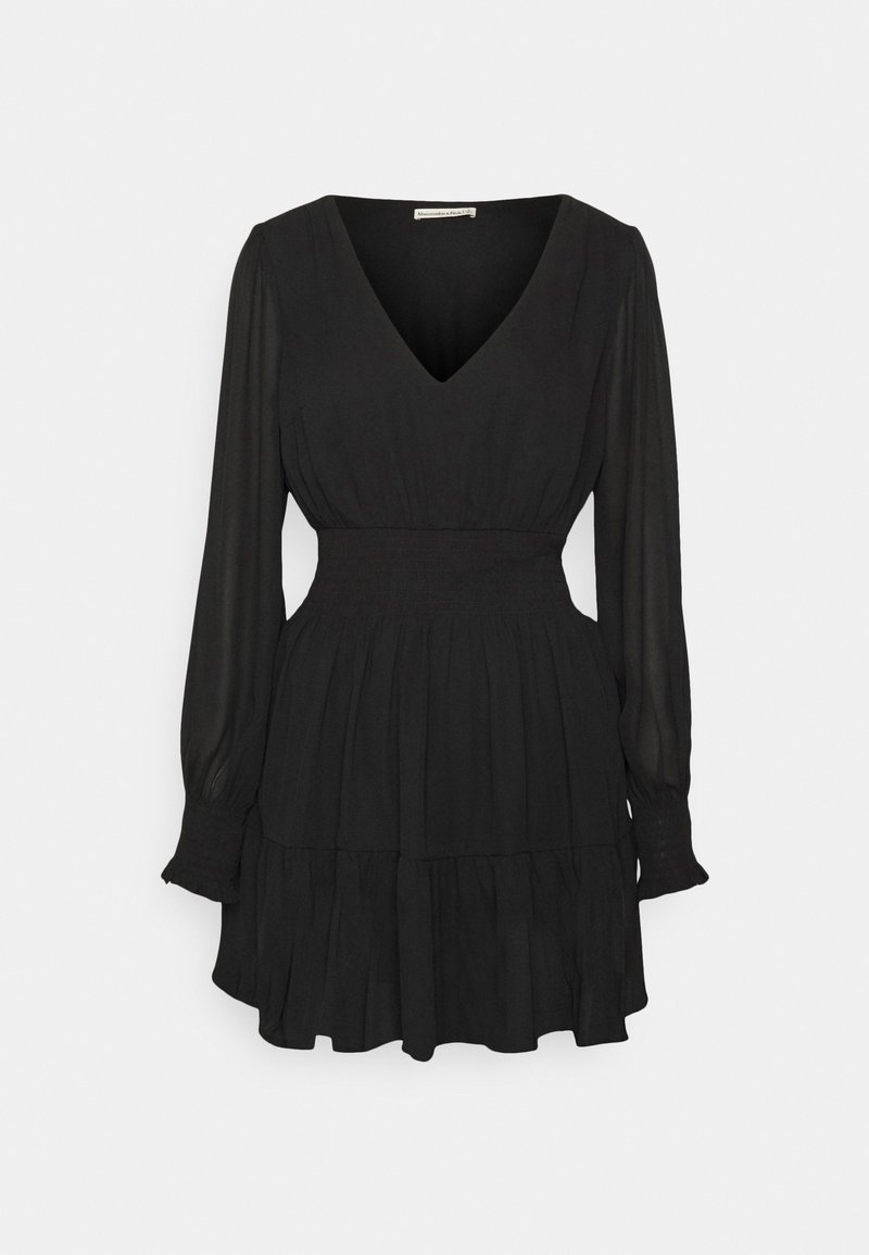 abercrombie black ruffle dress Abercrombie Black Tiered Long Sheer Sleeve Mini Dress