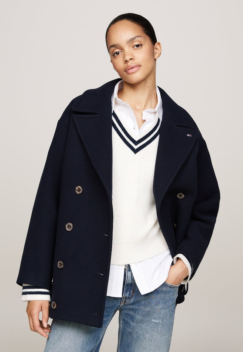 Tommy Jeans Klasický kabát - dark night navy