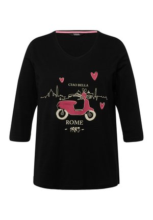 Ulla Popken CIAO BELLA MANCHES 3/4 ET COL EN V COUPE CLASSIC FIT - Langarmshirt - noir