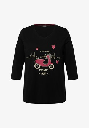 Ulla Popken CIAO BELLA MANCHES 3/4 ET COL EN V COUPE CLASSIC FIT - Langarmshirt - noir