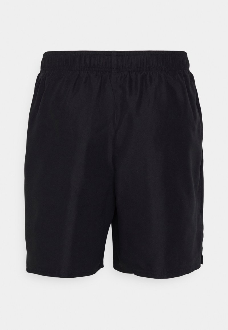 Pantaloni sportivi neri con vita elastica, realizzati in tessuto leggero. Presentano una texture liscia e tasche laterali funzionali.