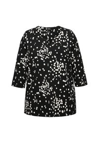 Ulla Popken POLKA DOT 3/4 SLEEVE SPLIT NECK czarny