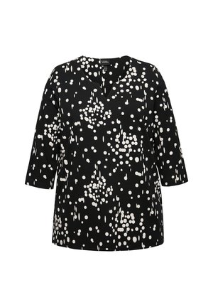 Ulla Popken POLKA DOT 3/4 SLEEVE SPLIT NECK czarny