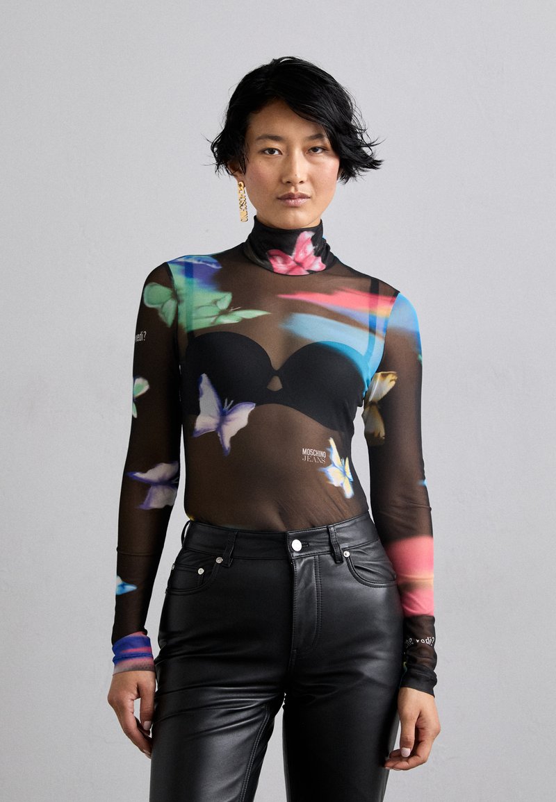 MOSCHINO JEANS BUTTERFLIES - Μπλούζα με μακριά μανίκια - fantasia nero