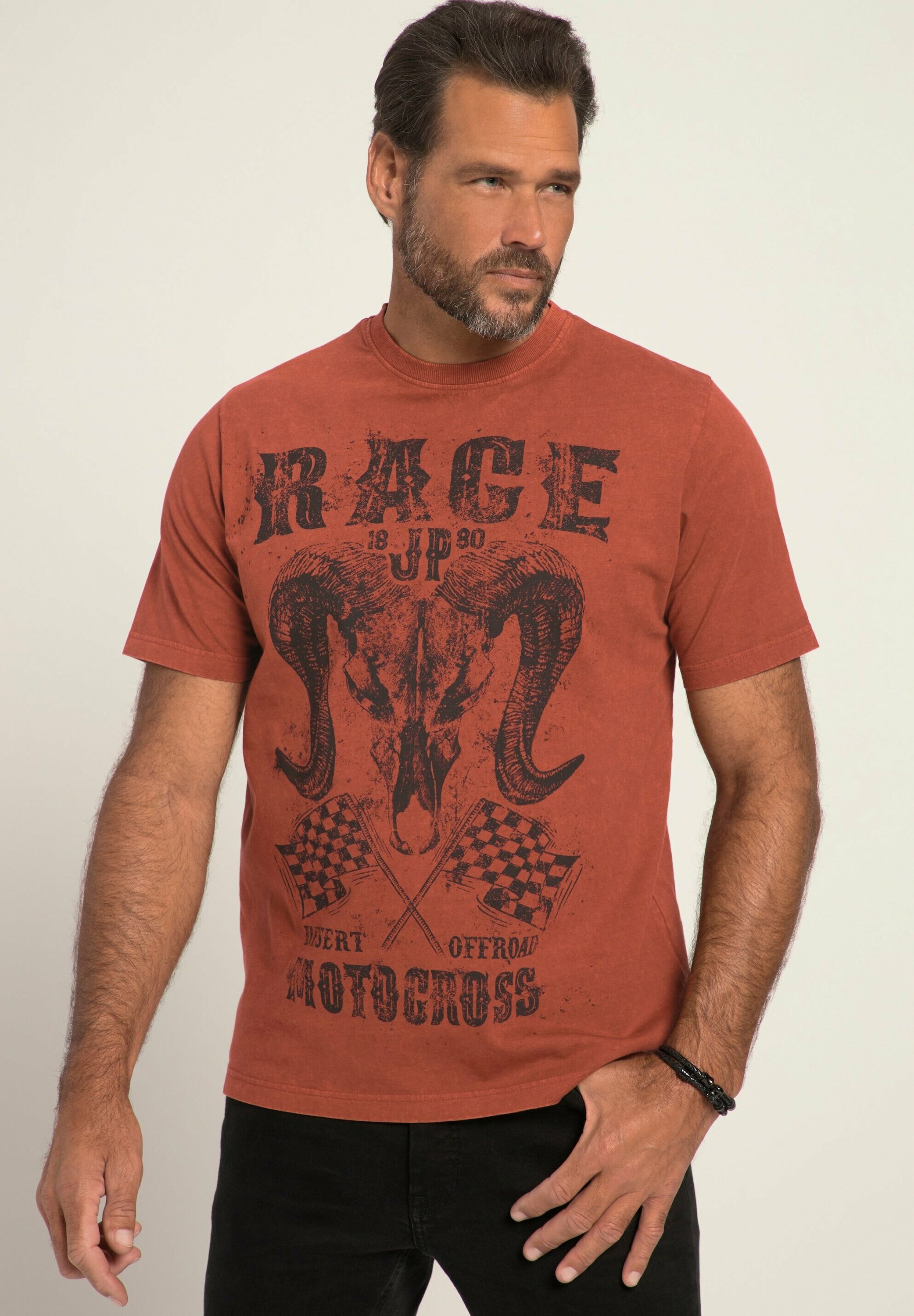 JP 1880 T-Shirt Uomo - Grigio Melange, Cotone E Viscosa, Taglie Forti Fino A 8XL, Basic Comoda