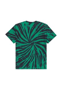 T-shirt tie-dye verde e nero con motivo a spirale, realizzata in cotone con scollo tondo e maniche corte. Vestibilità standard.