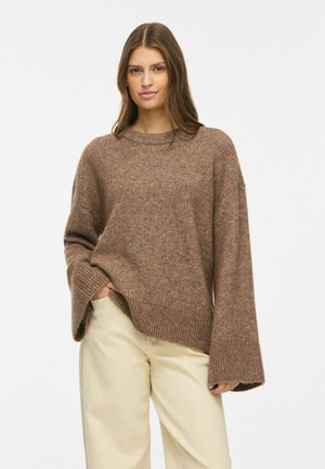VILA, KNITTED PULLOVER VIESSY ROUND NECK - Pullover - brown