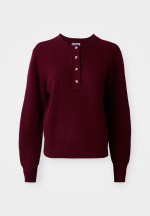 PULL TUNISIEN A COTES BOUTONS DORES - Pulover - bordeaux