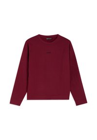 Felpa bordeaux a maniche lunghe in morbido cotone con scollo rotondo, presenta un piccolo logo nero "FREDDY" sul petto e polsini a coste.