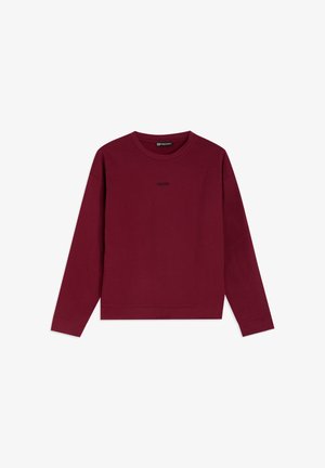 Felpa bordeaux a maniche lunghe in morbido cotone con scollo rotondo, presenta un piccolo logo nero "FREDDY" sul petto e polsini a coste.