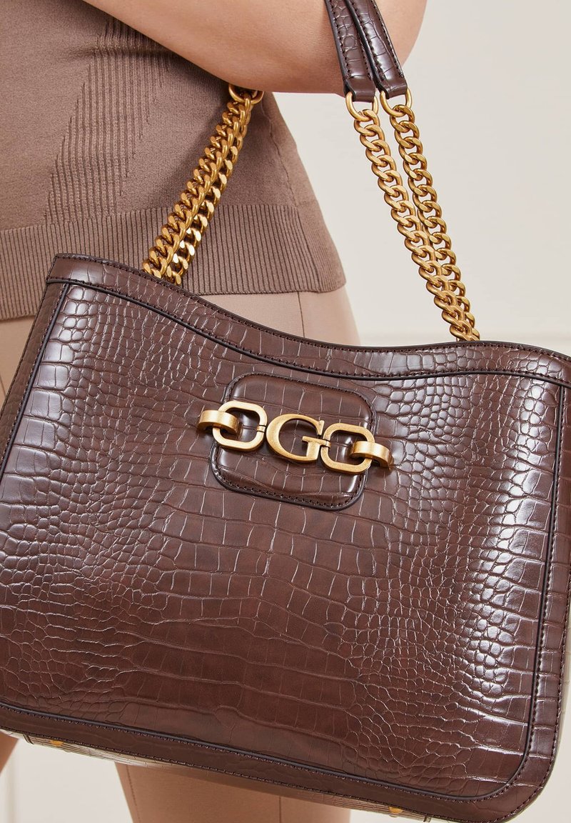 Guess HENSELY KROKOPRÄGUNG Handbag braun/brown Zalando.ie