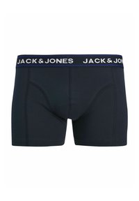 Boxershorts i mørk marineblå med en kontrastfarvet elastisk linning med "JACK & JONES"-logo. Blødt bomuldsblandingsstof, tætsiddende design.
